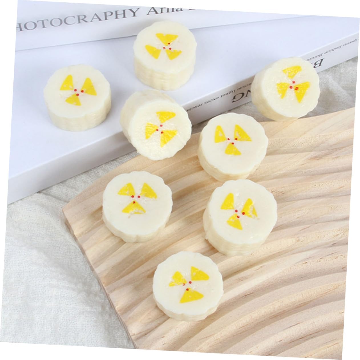 10Pcs Artificial Banana Slices Realistic Decor Fruits