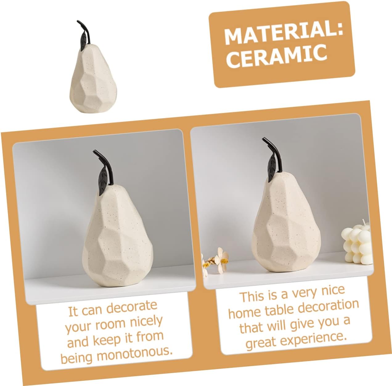MAGICLULU Ceramic Pear Sculpture for Home Decor