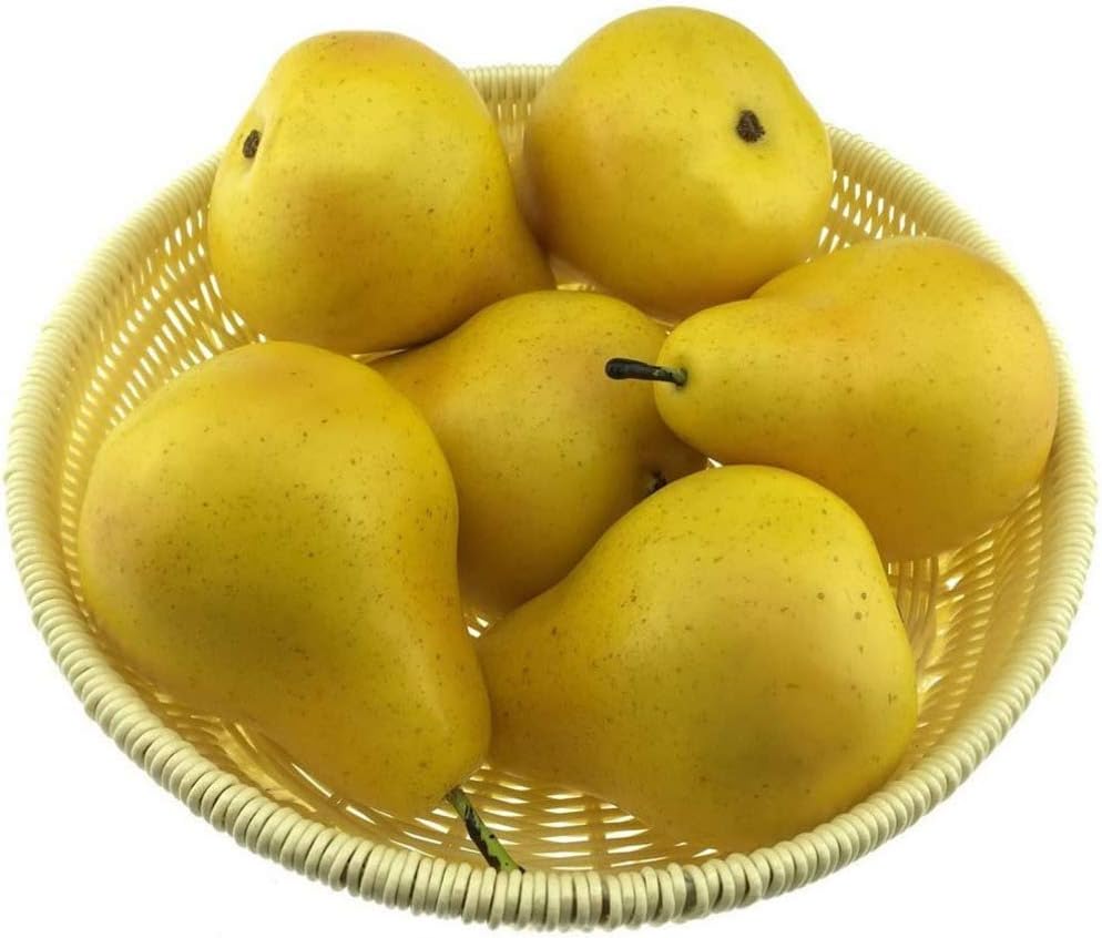 Wakauto 6pc Artificial Yellow Pears Decor
