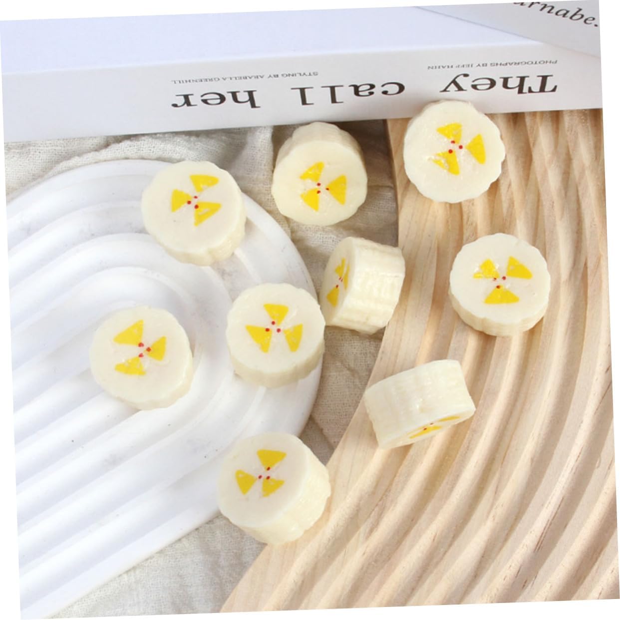 10pcs Lifelike Artificial Banana Slices for Home Decor