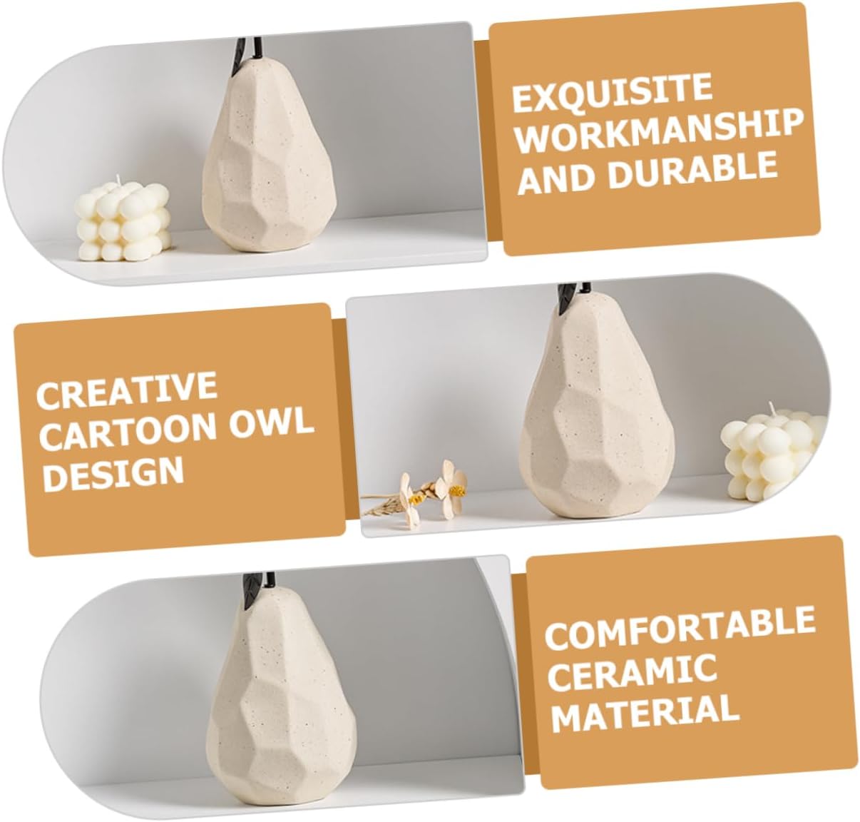 LIFKOME Ceramic Pear Sculpture for Home Decor