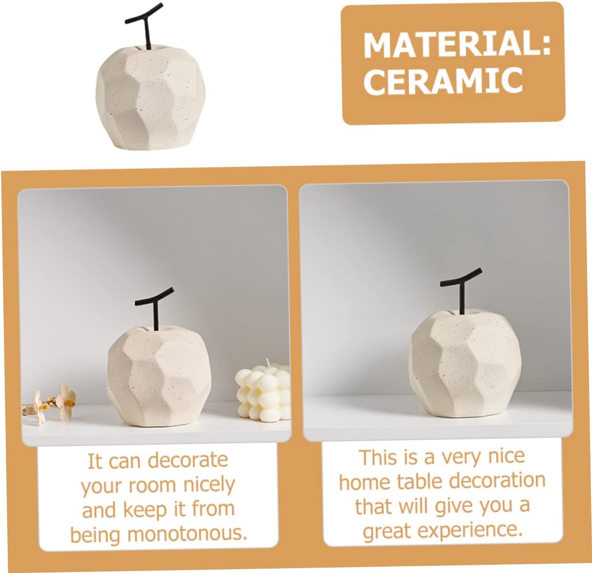 Alipis Ceramic Apple Decor Figurine Living Room Art