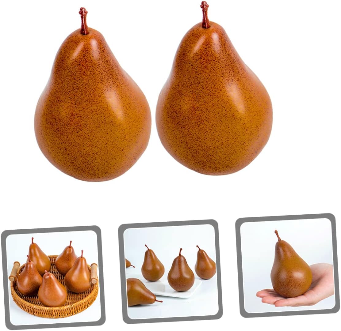 6pcs Faux Pears Decorations Lifelike Artificial Fruit Models for Home Kitchen Office and Restaurant