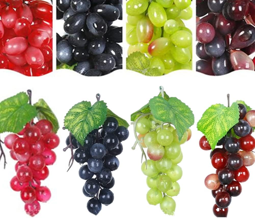 4 Bunches Artificial Grapes for Decoration