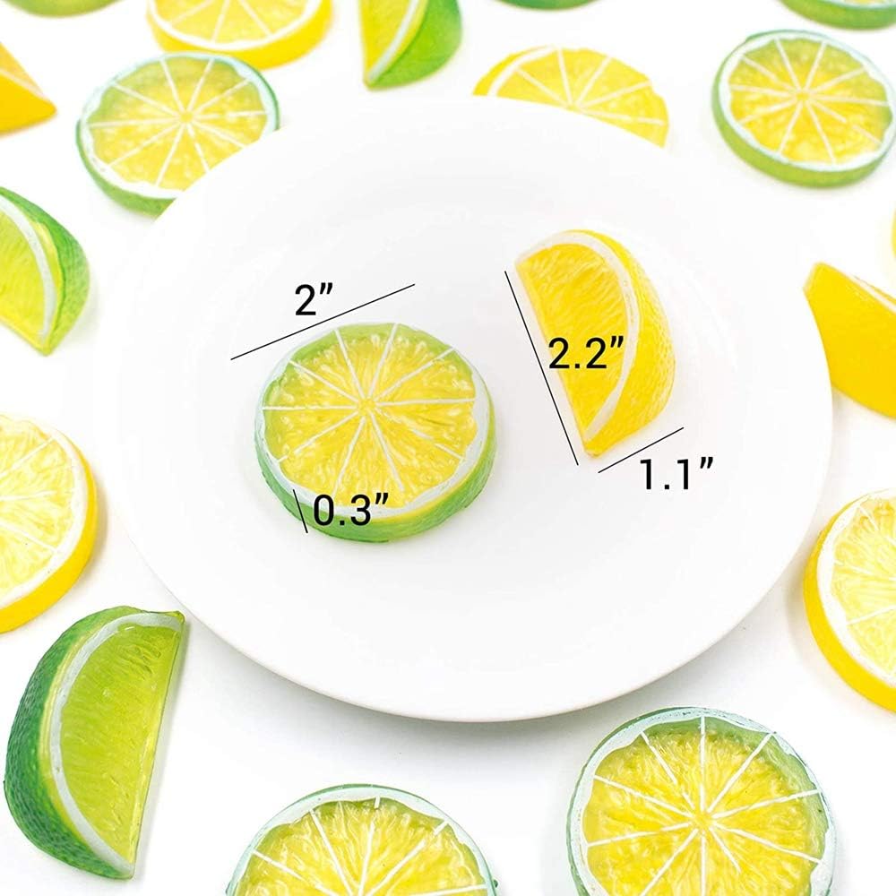 10 Pcs Artificial Lemon Slices Decorative Fake Limes