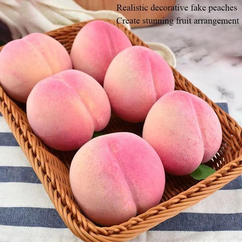 6pcs Realistic Artificial Peaches 32 Inch Decor Fruits