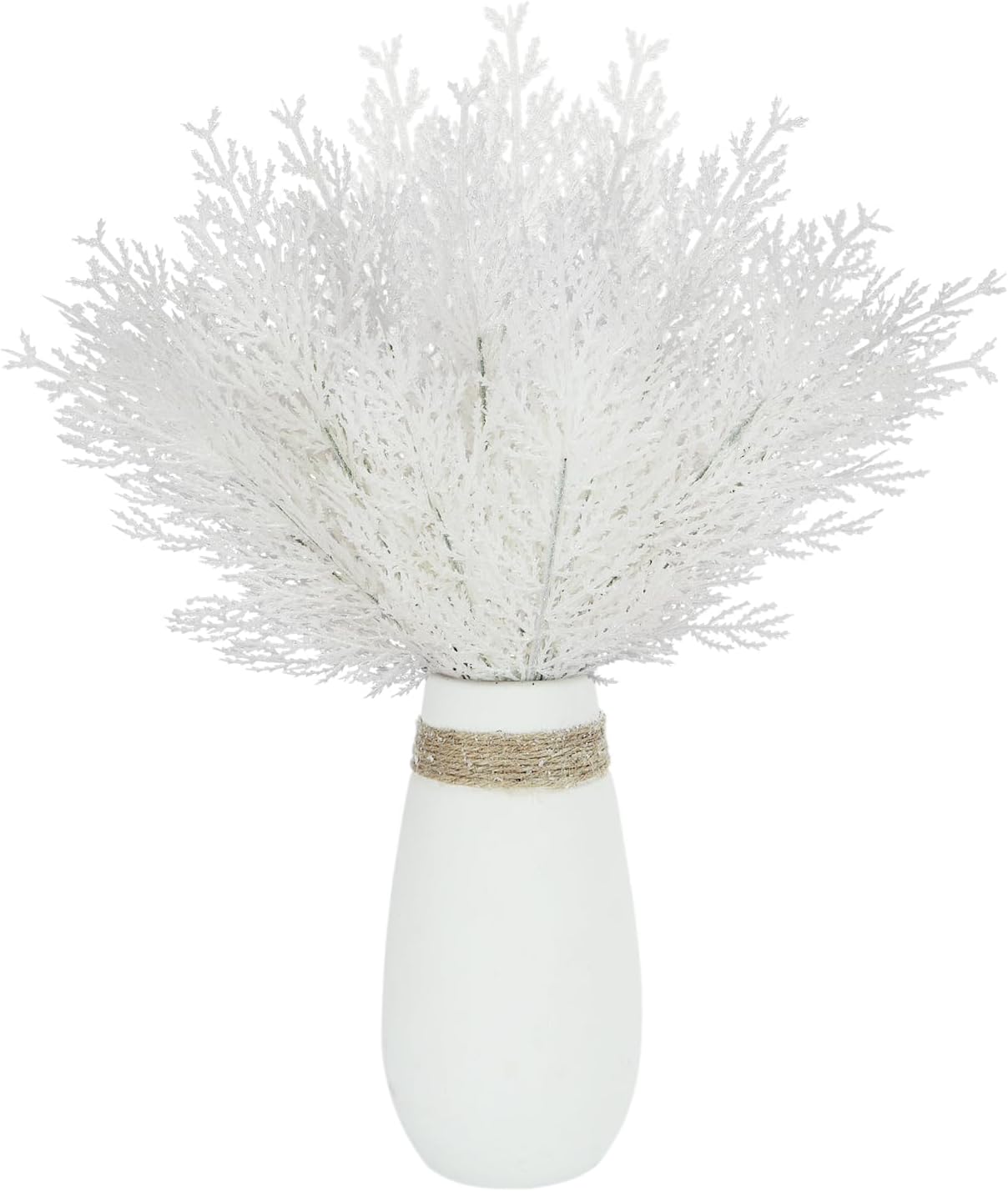 20Pcs Glitter Artificial Pine Branches 13 Inch Christmas Tree Picks