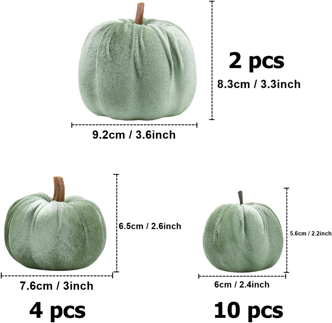 Woration 16pcs Velvet Artificial Pumpkins Set