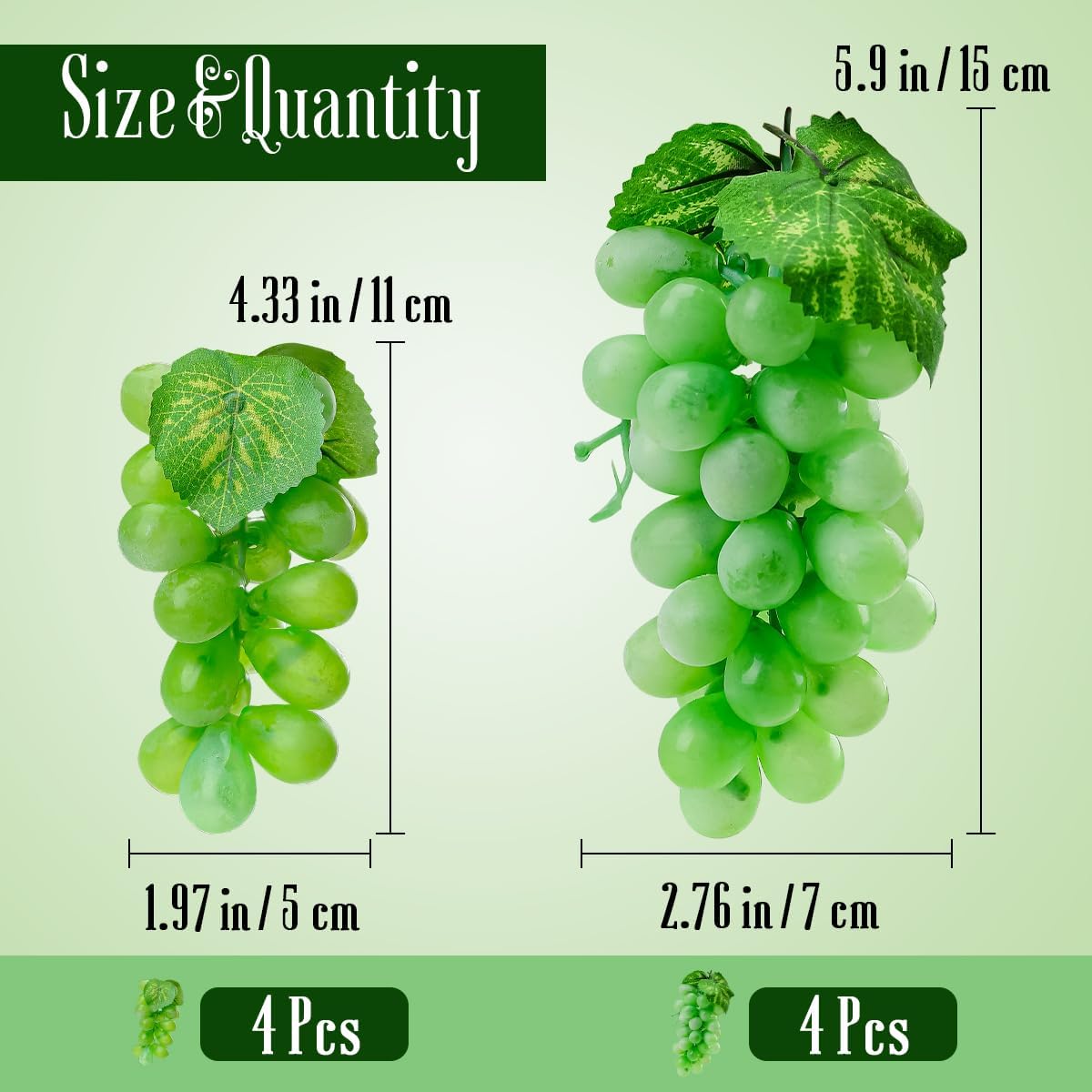 Green Frosted Grape Bunches 4L 4S Rustic Garland