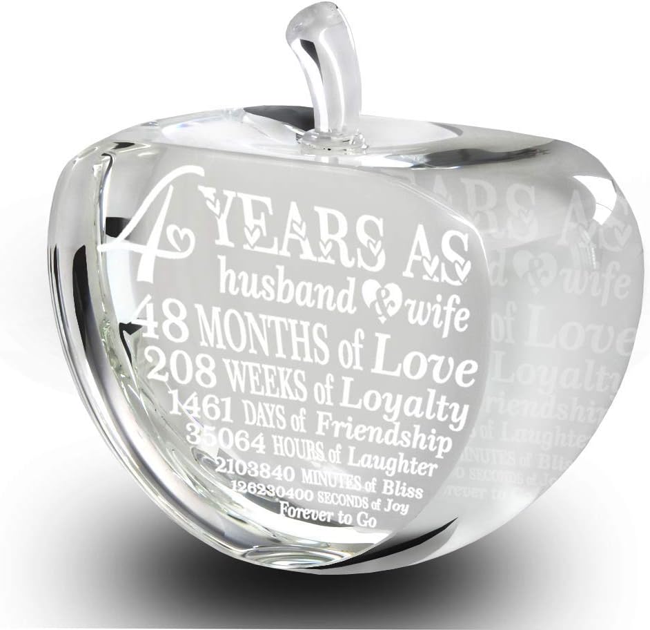 BELLA BUSTA 4 Years Anniversary Engraved Crystal Apple