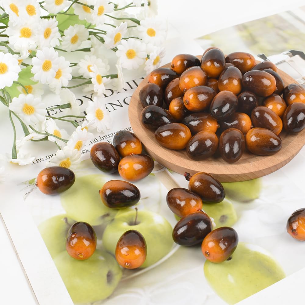 Luckforest Artificial Olives 50 Pcs Brown Realistic Simulation