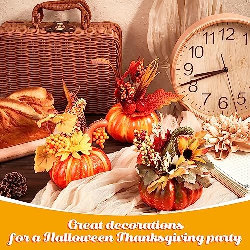 Leinuosen 12 Pcs Fake Pumpkin Centerpiece for Fall Decor