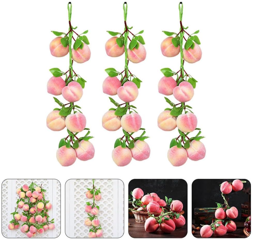 VOSAREA Artificial Peach Pendant 3pc Set