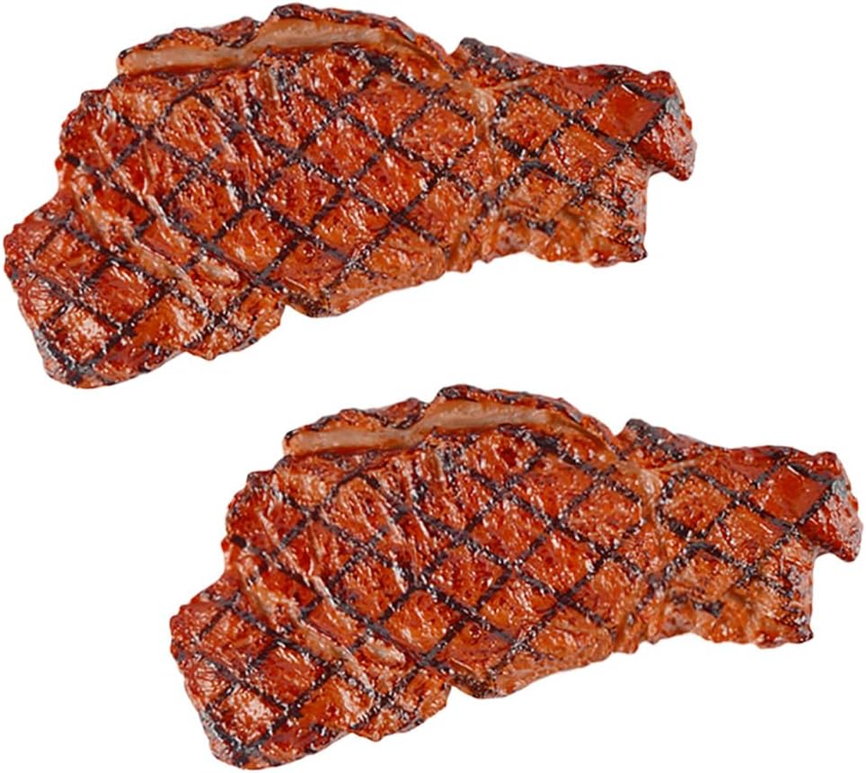 2 Pcs Realistic Artificial Steak Models for Display and Photography