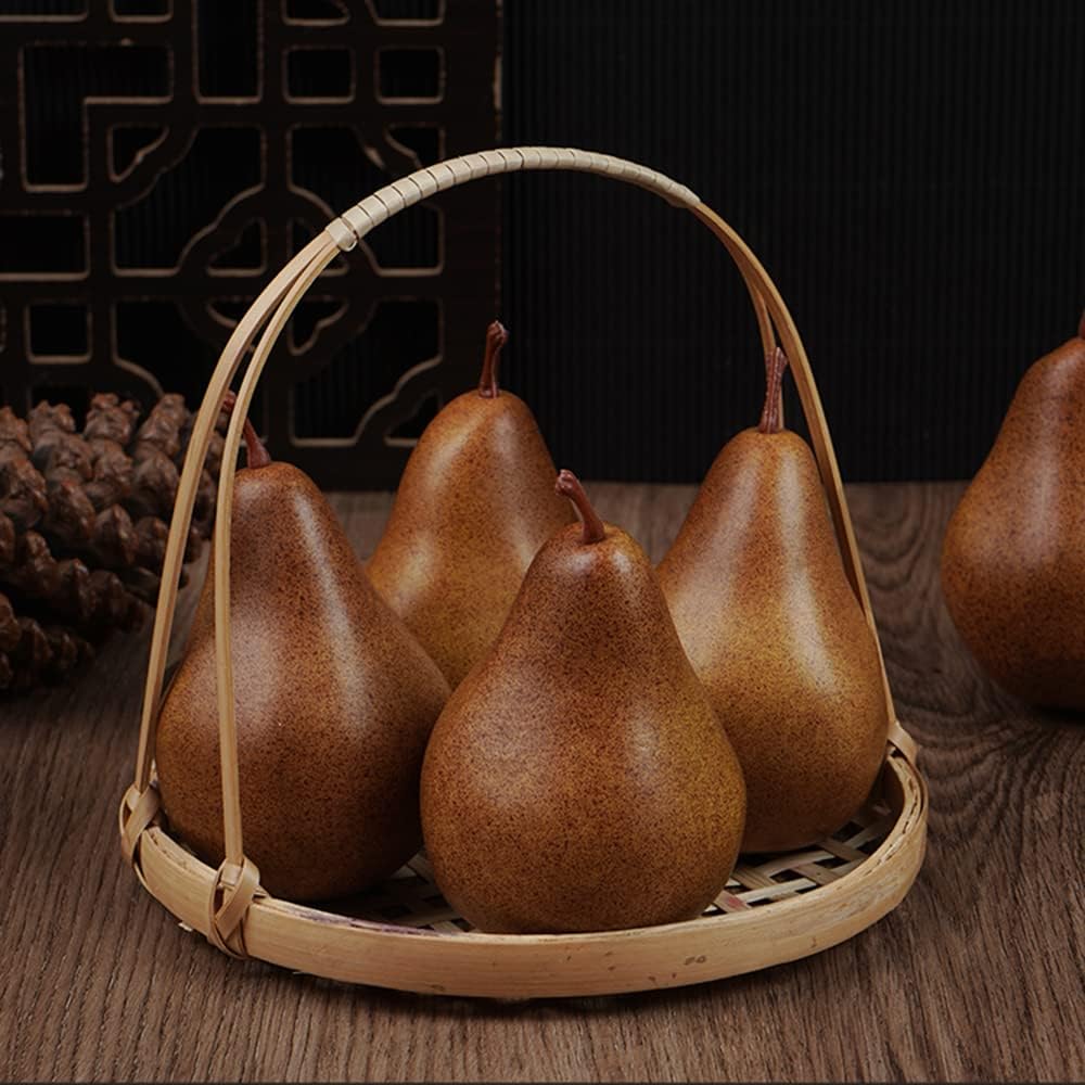 2Pcs Artificial Brown Pears Lifelike Photo Props