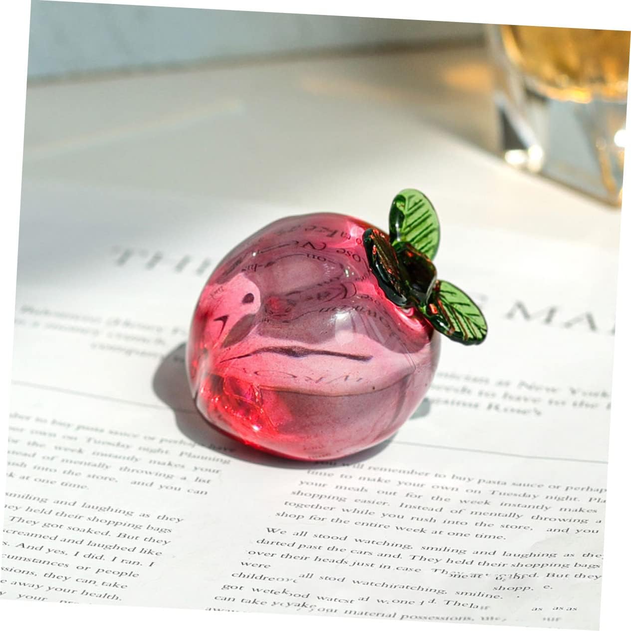 Crystal Peach Figurine Home Decor Artificial Fruit Statue