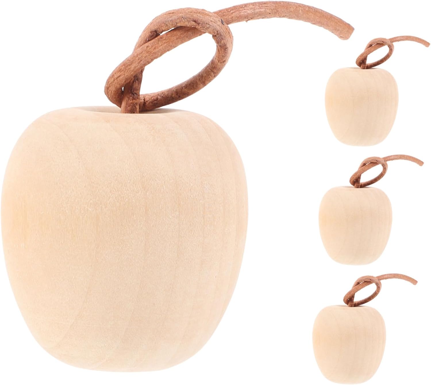 Hemoton 4pcs Unpainted Wooden Apples DIY Craft Decor