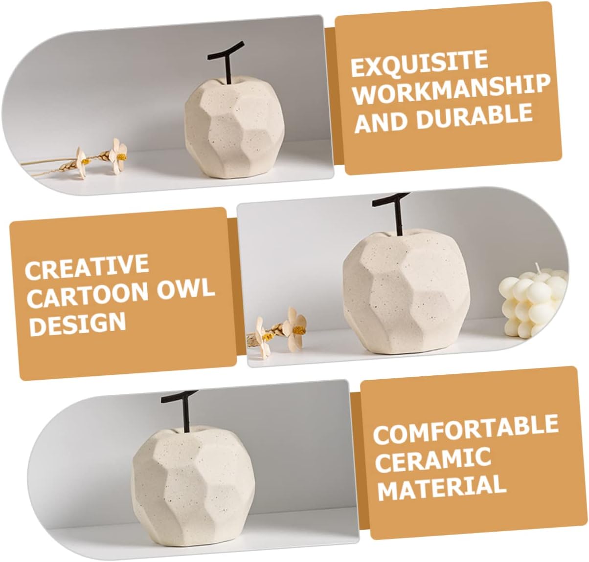 Ceramic Apple Sculpture for Home Decor