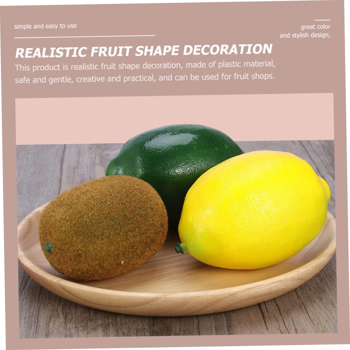 VICASKY 4Pcs Plastic Artificial Kiwi Fruit Decor
