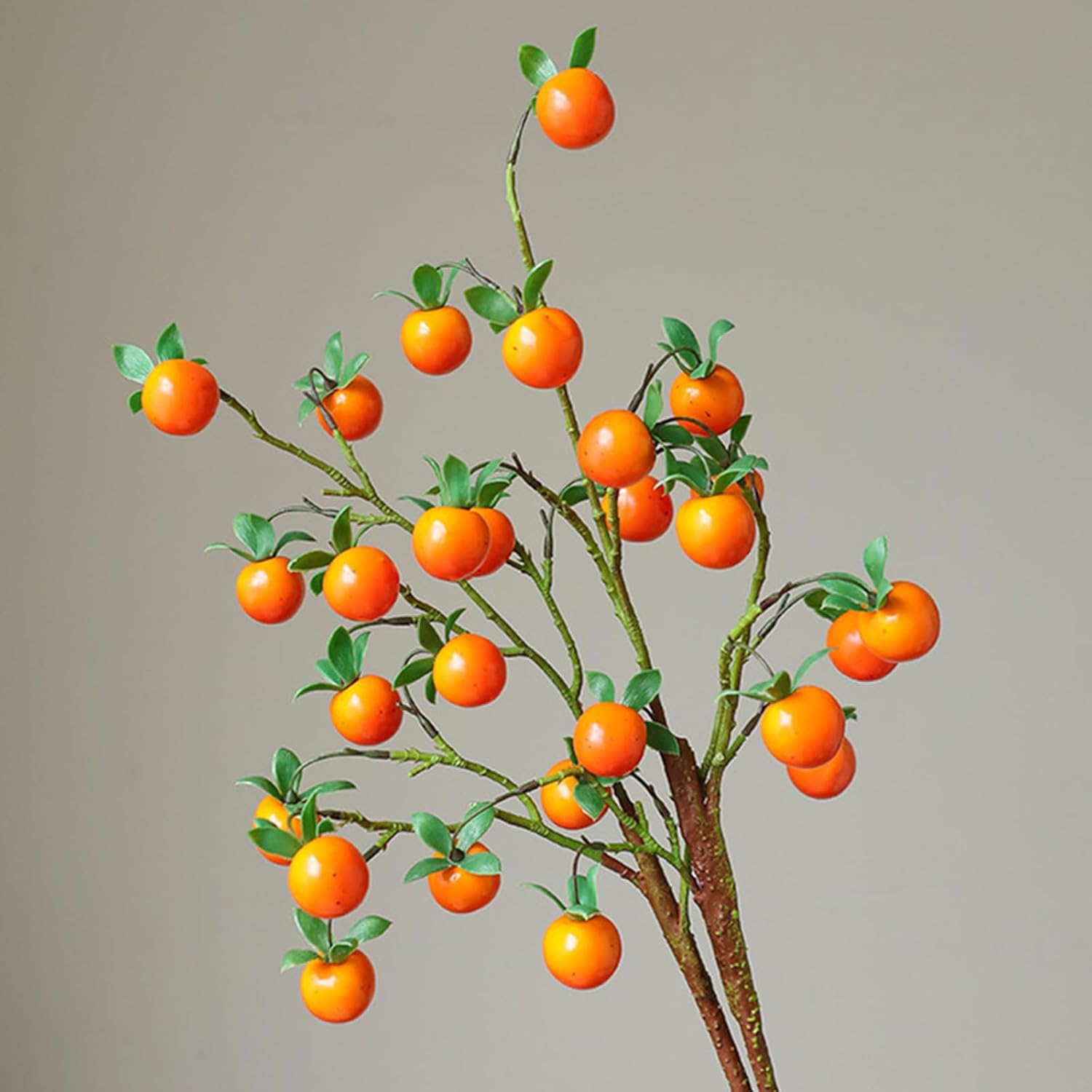 2 Pcs Artificial Persimmon Branches 70cm Decorative Fruits