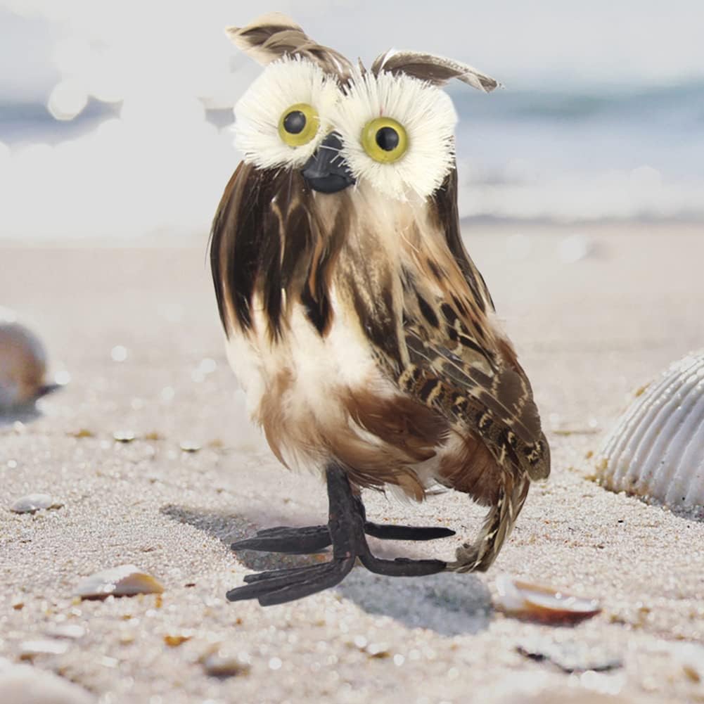 Realistic Artificial Feathered Owl for Home Decor