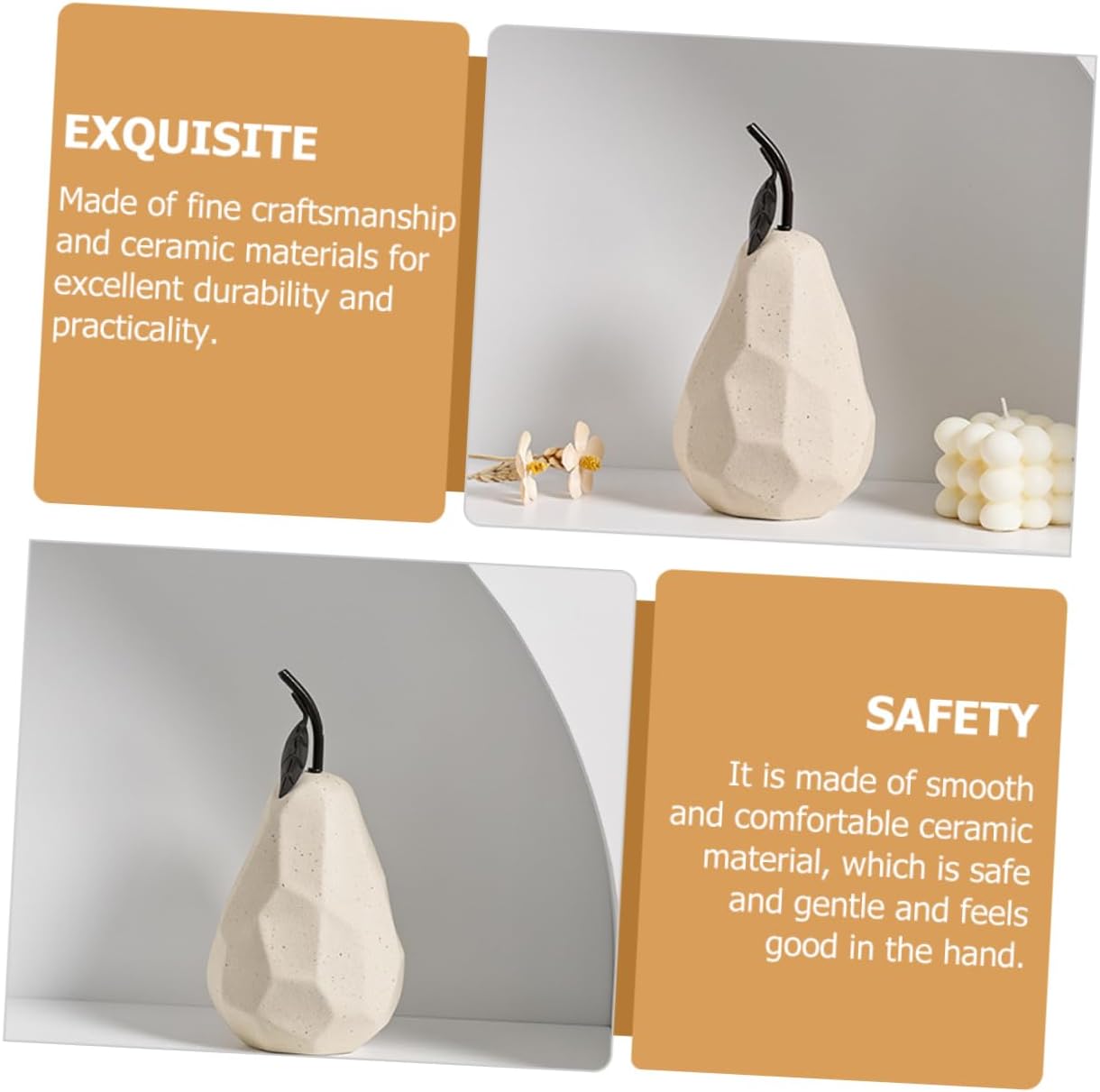 PRETYZOOM Unique Ceramic Pear Desktop Decor