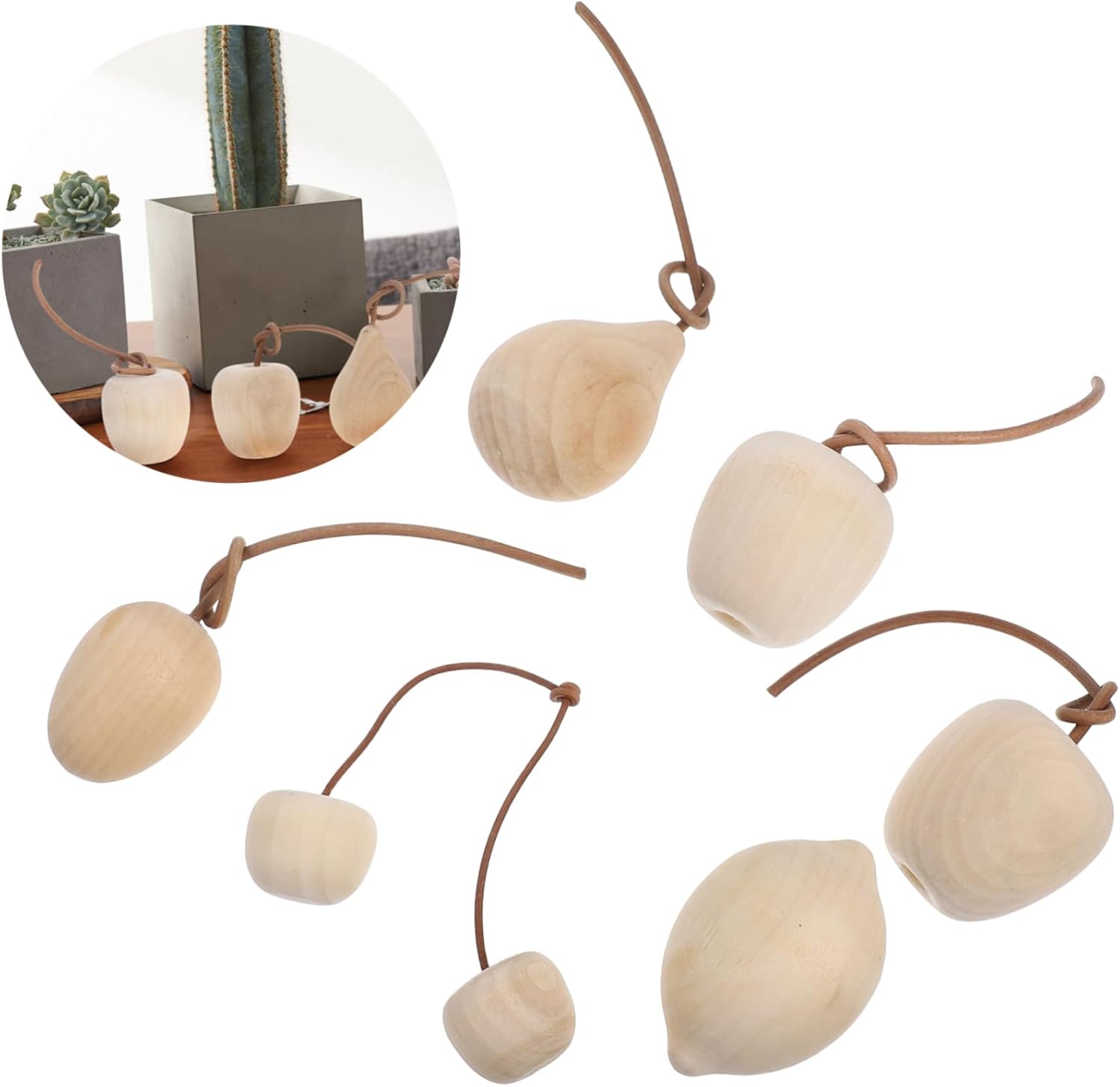 NUOBESTY 6Pcs Unfinished Fruit Wood Blanks for DIY Crafts