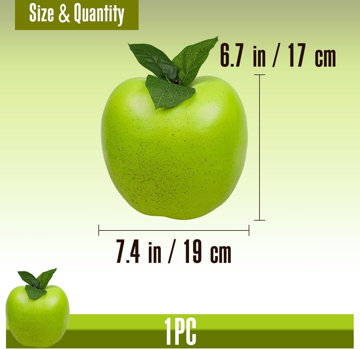 Folmywy Artificial Green Apple 74 Inch Lifelike Decoration