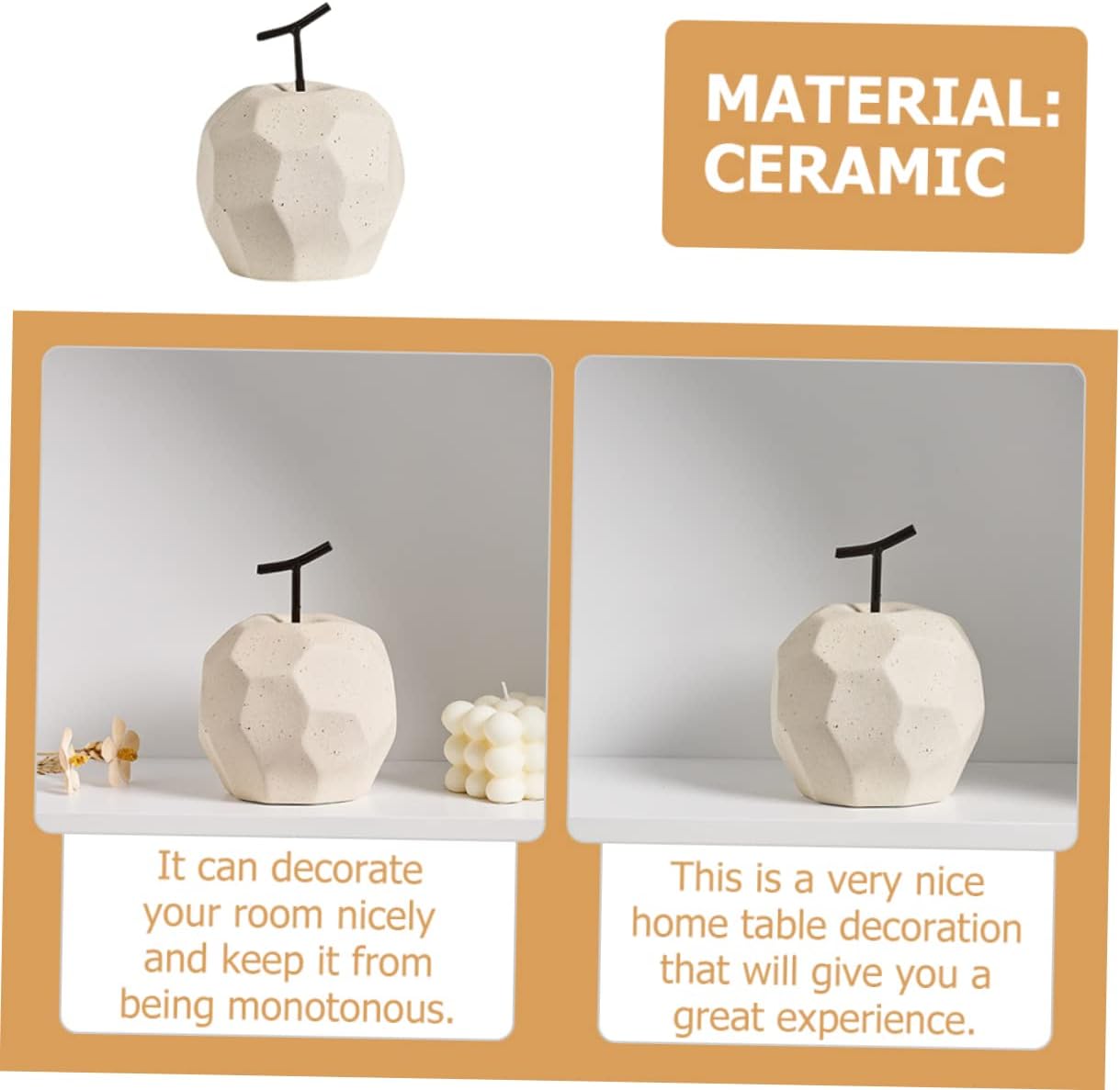 Geometric Apple Ceramic Desktop Decoration