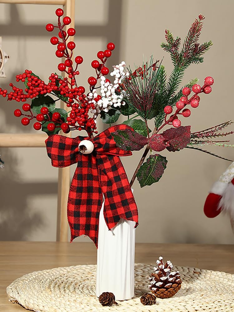 BestAlice 5 Pack Artificial Christmas Berries Stems
