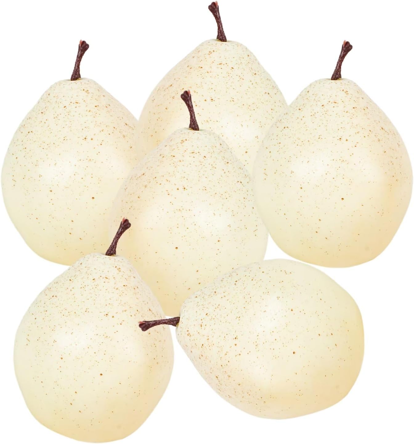 Lovmeety 6Pcs Artificial White Pears Decorative Fruit