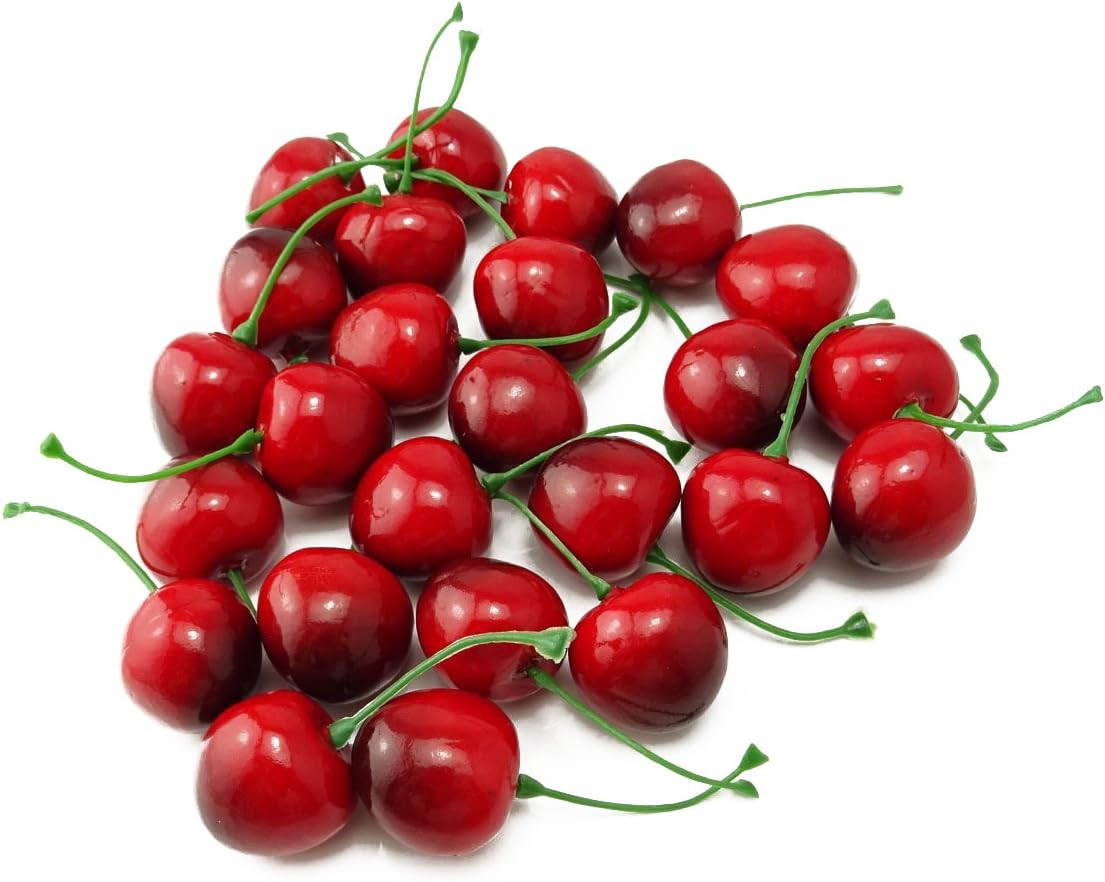 Yueton Pack of 25 Artificial Lifelike Cherry Models