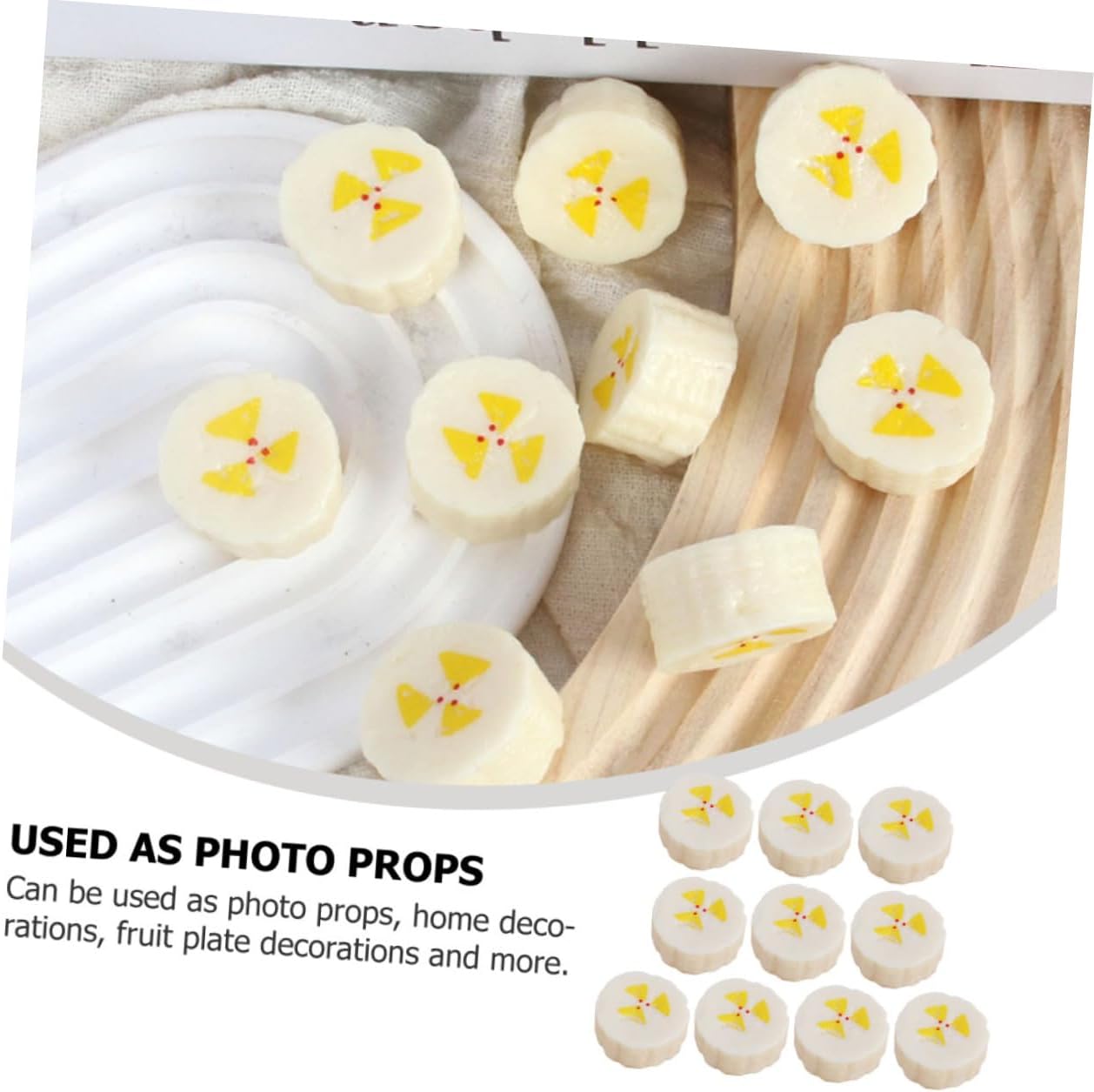 PRETYZOOM 10pcs Realistic Artificial Banana Slices Decor