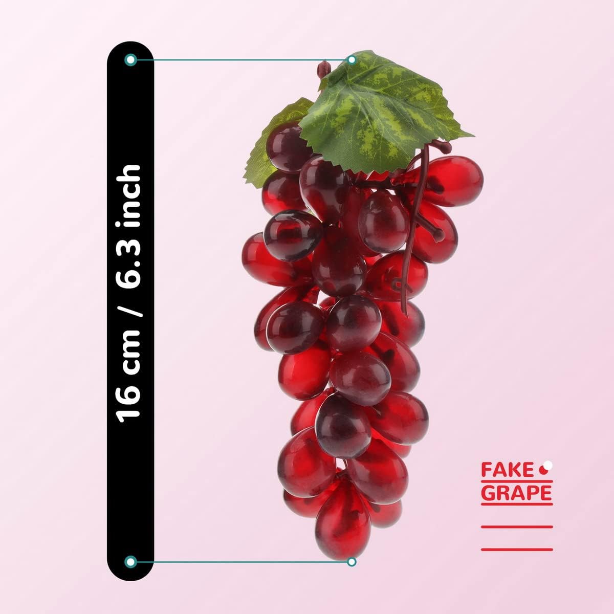 Artificial Grapes Plastic Decor Dark Red Bunches 4-Pack