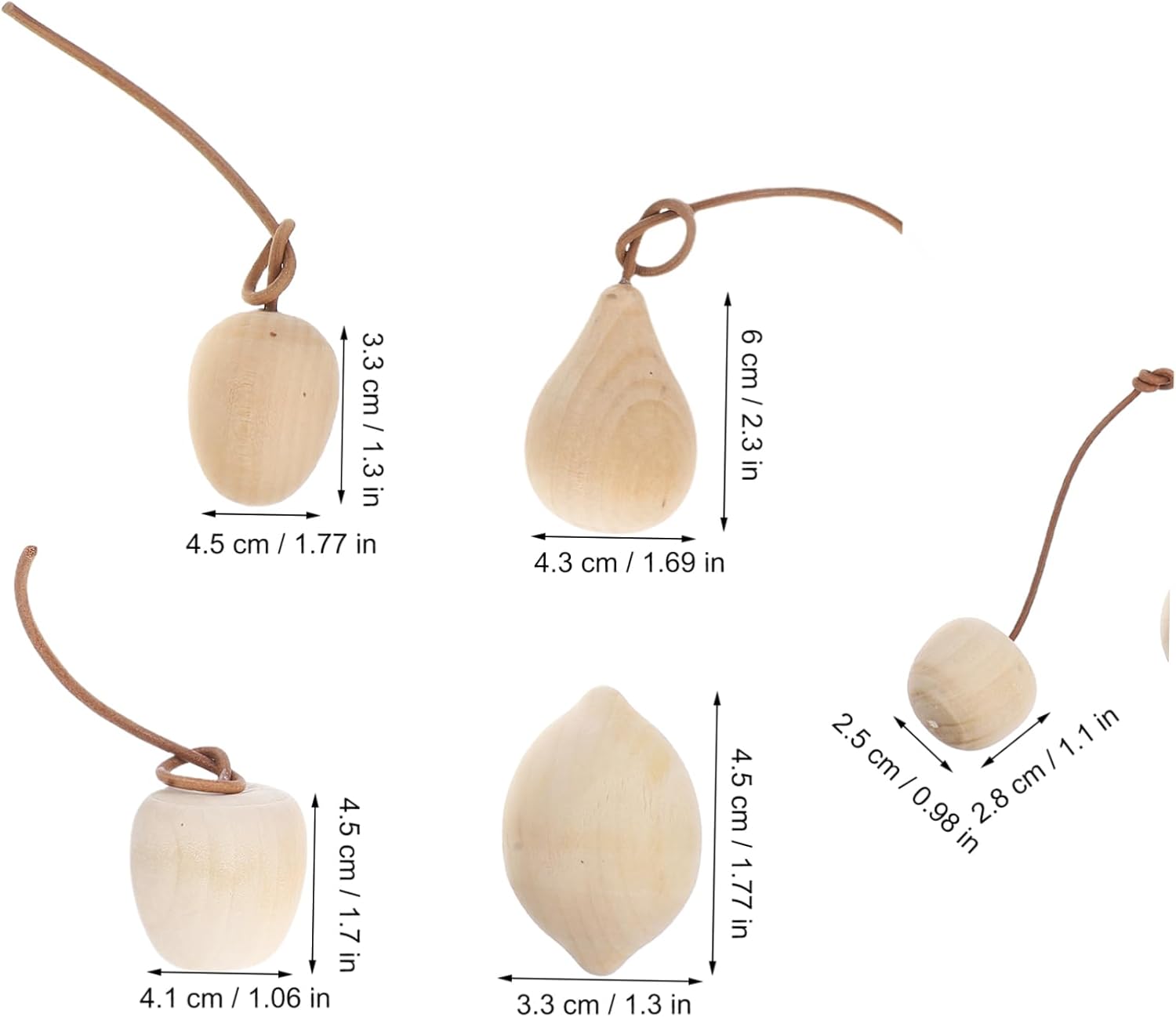 NUOBESTY 6Pcs Unfinished Fruit Wood Blanks for DIY Crafts