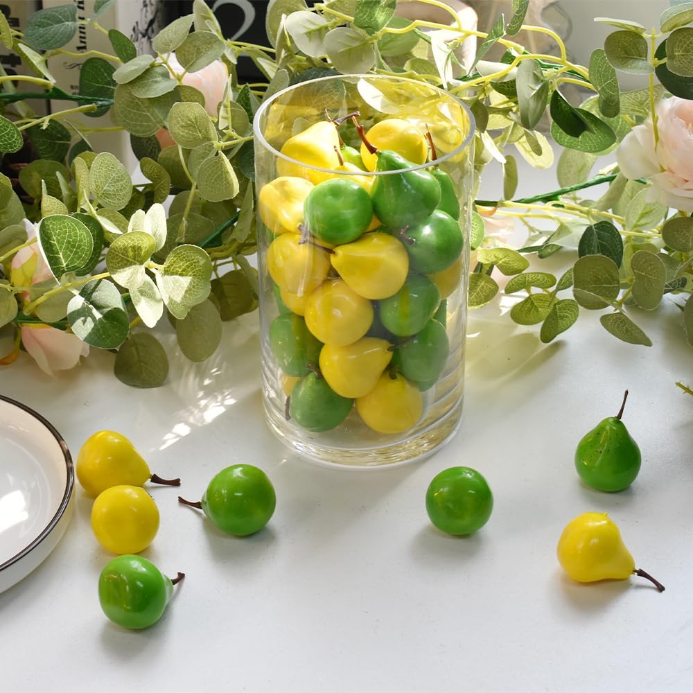 Artificial Mini Pears 40PCS Yellow Green Realistic Decoration