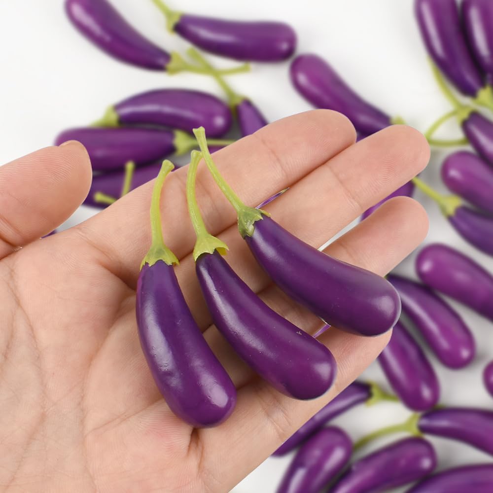 HUIANER Mini Artificial Eggplant 40PCS 3cm