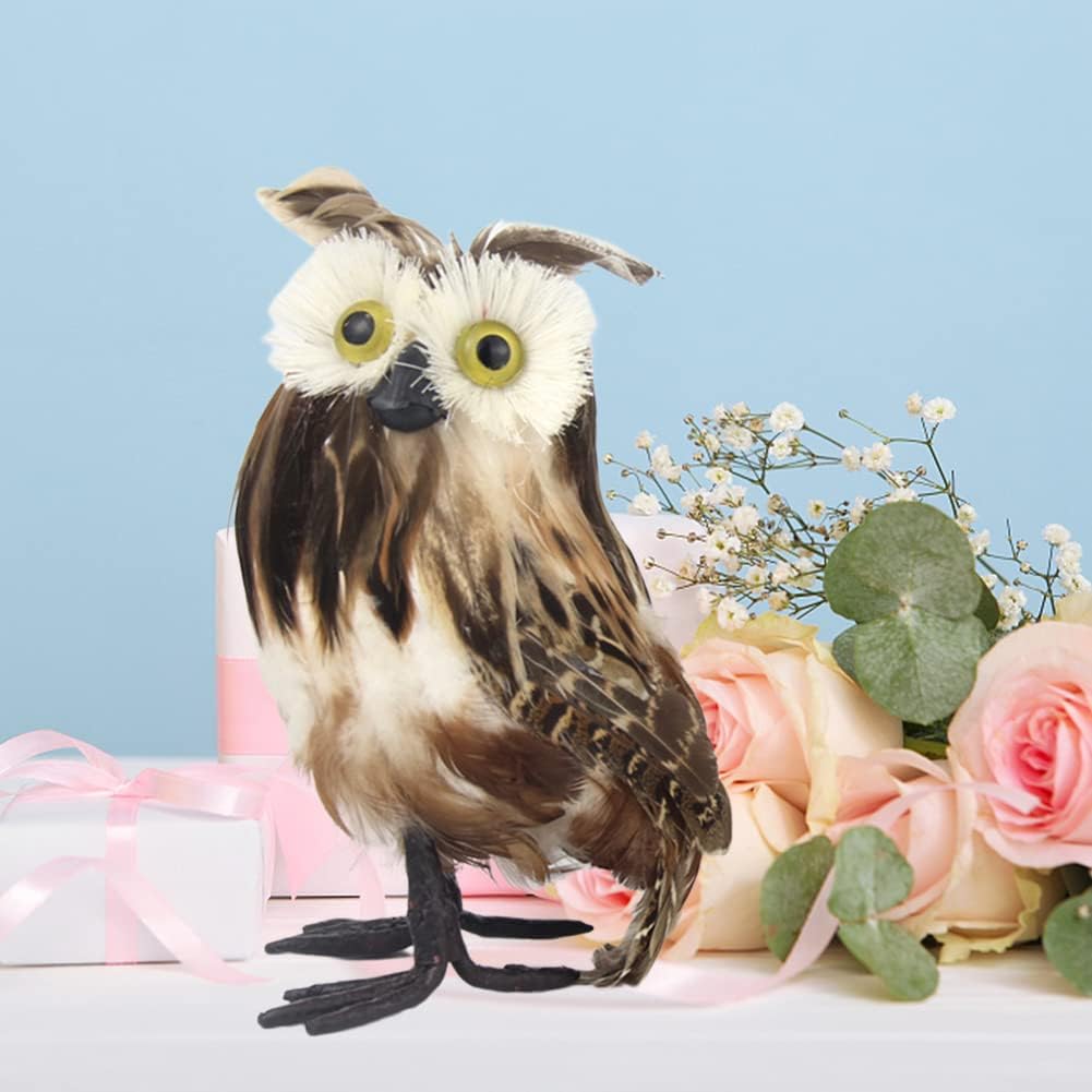 Realistic Artificial Feathered Owl for Home Decor