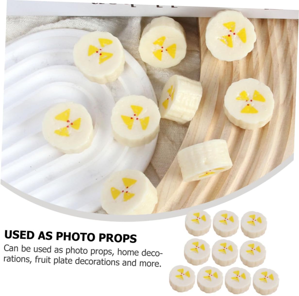 10pcs Artificial Banana Slices for Decor and Photography