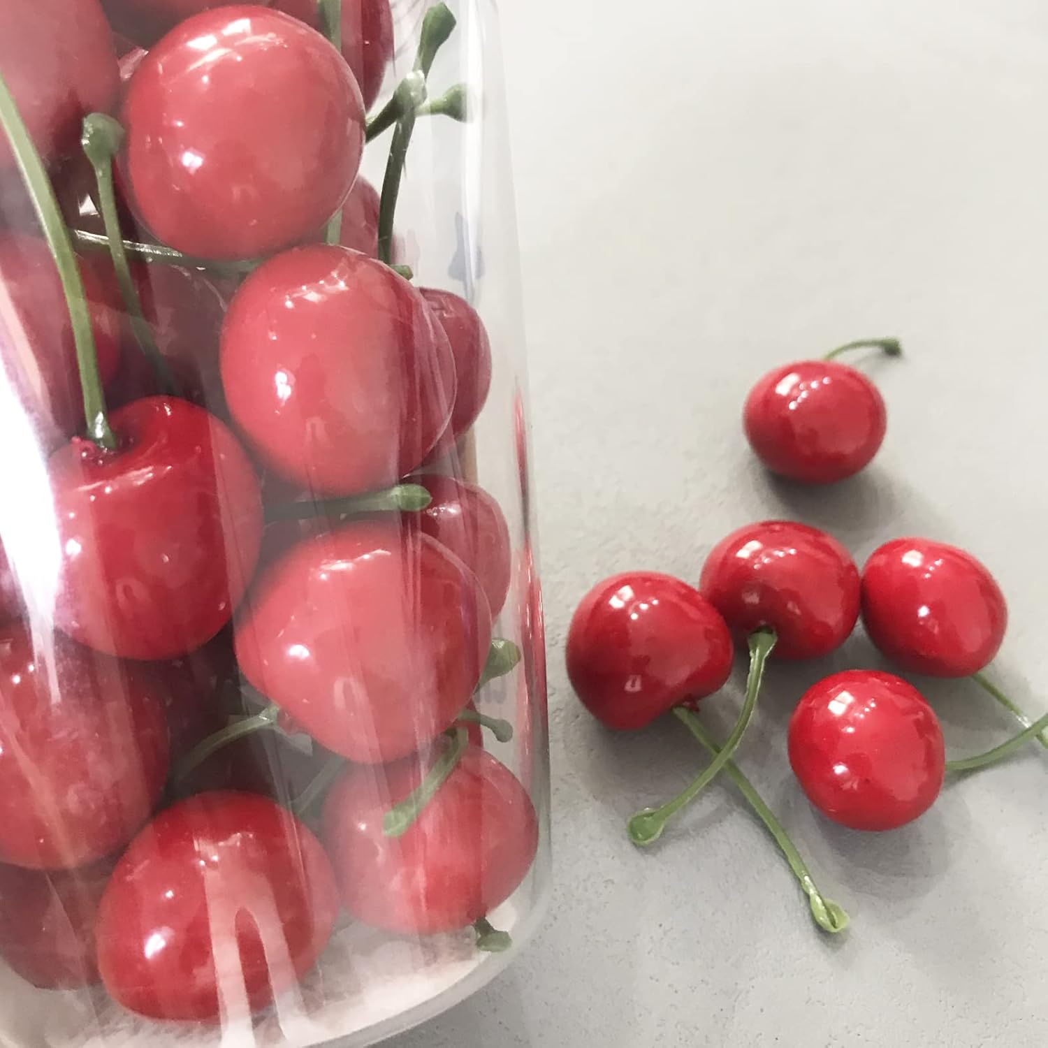 50pcs Artificial Red Cherries Realistic Decoration Props