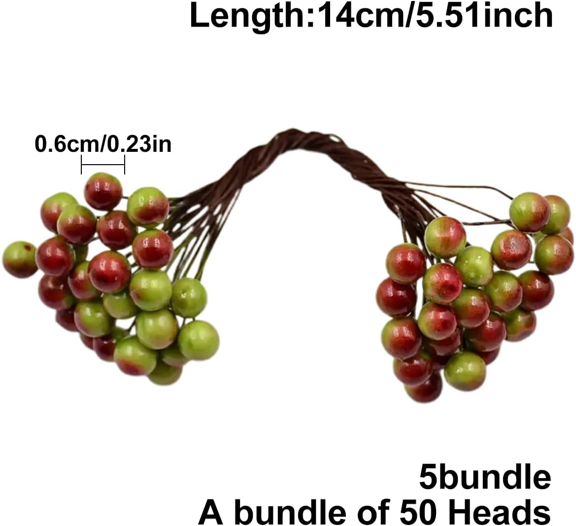 Queenbox 50 Artificial Cherry Berries for Christmas Wedding Decor
