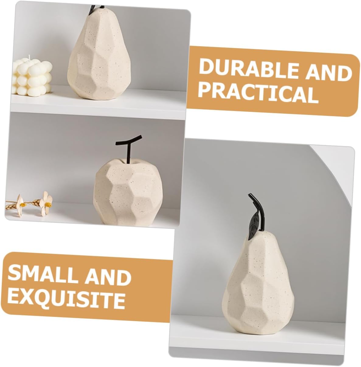 LIFKOME Ceramic Pear Sculpture for Home Decor