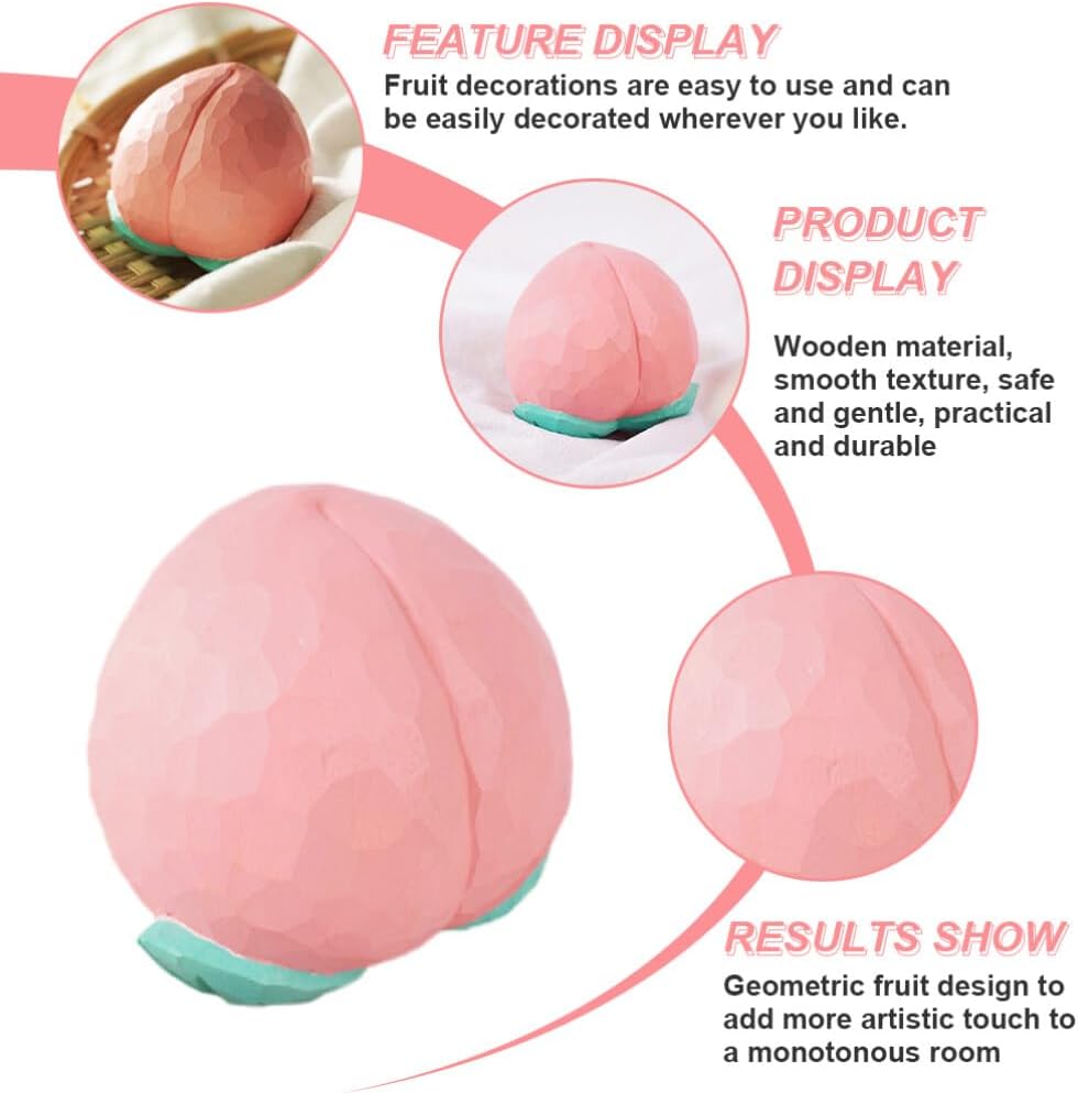 Jojofuny Artificial Peach Wooden Decor Figurine