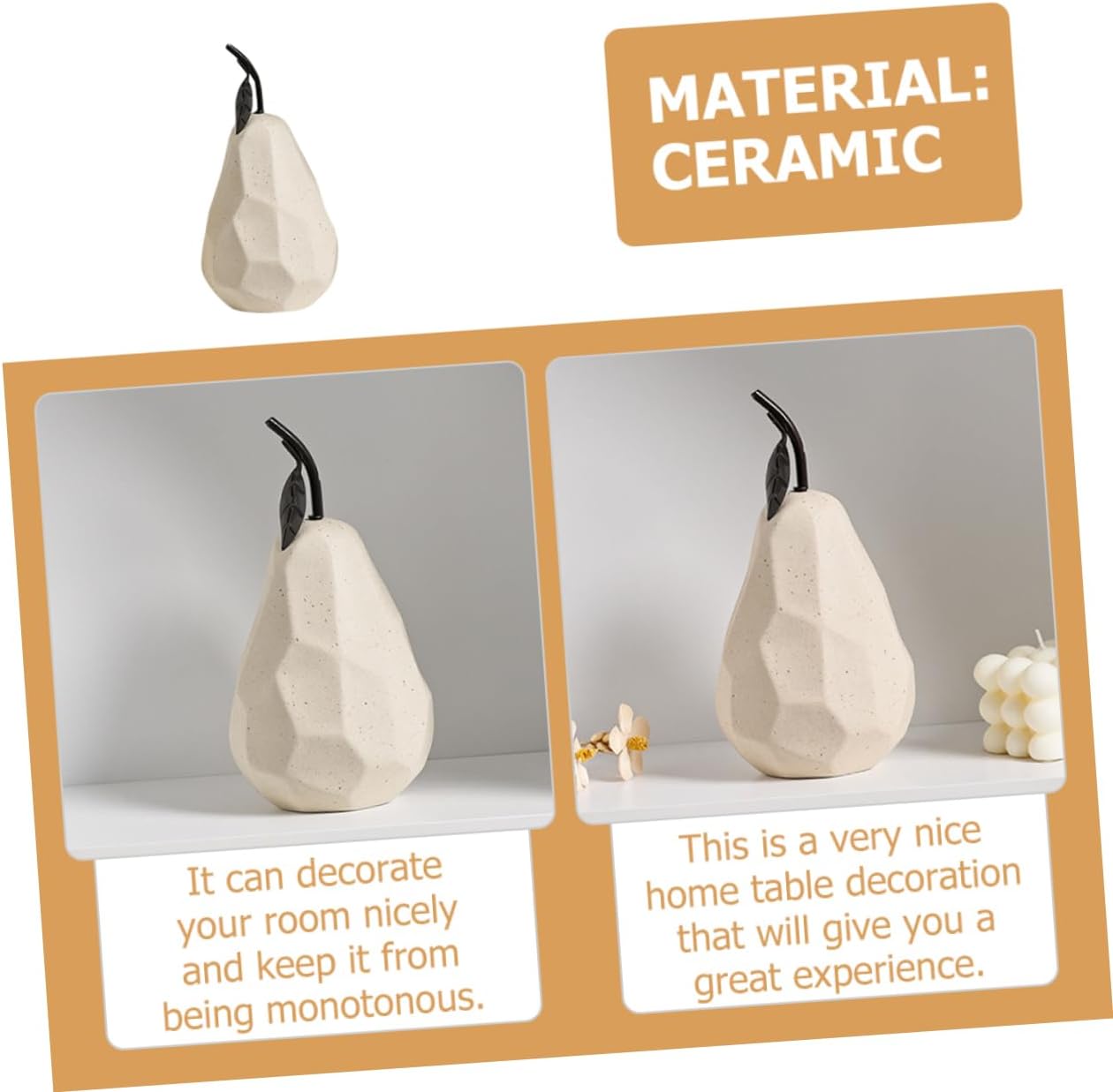 PRETYZOOM Unique Ceramic Pear Desktop Decor