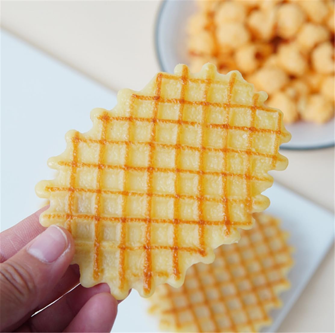 6PCS Artificial Waffle Cookies Models for Display and Decoration