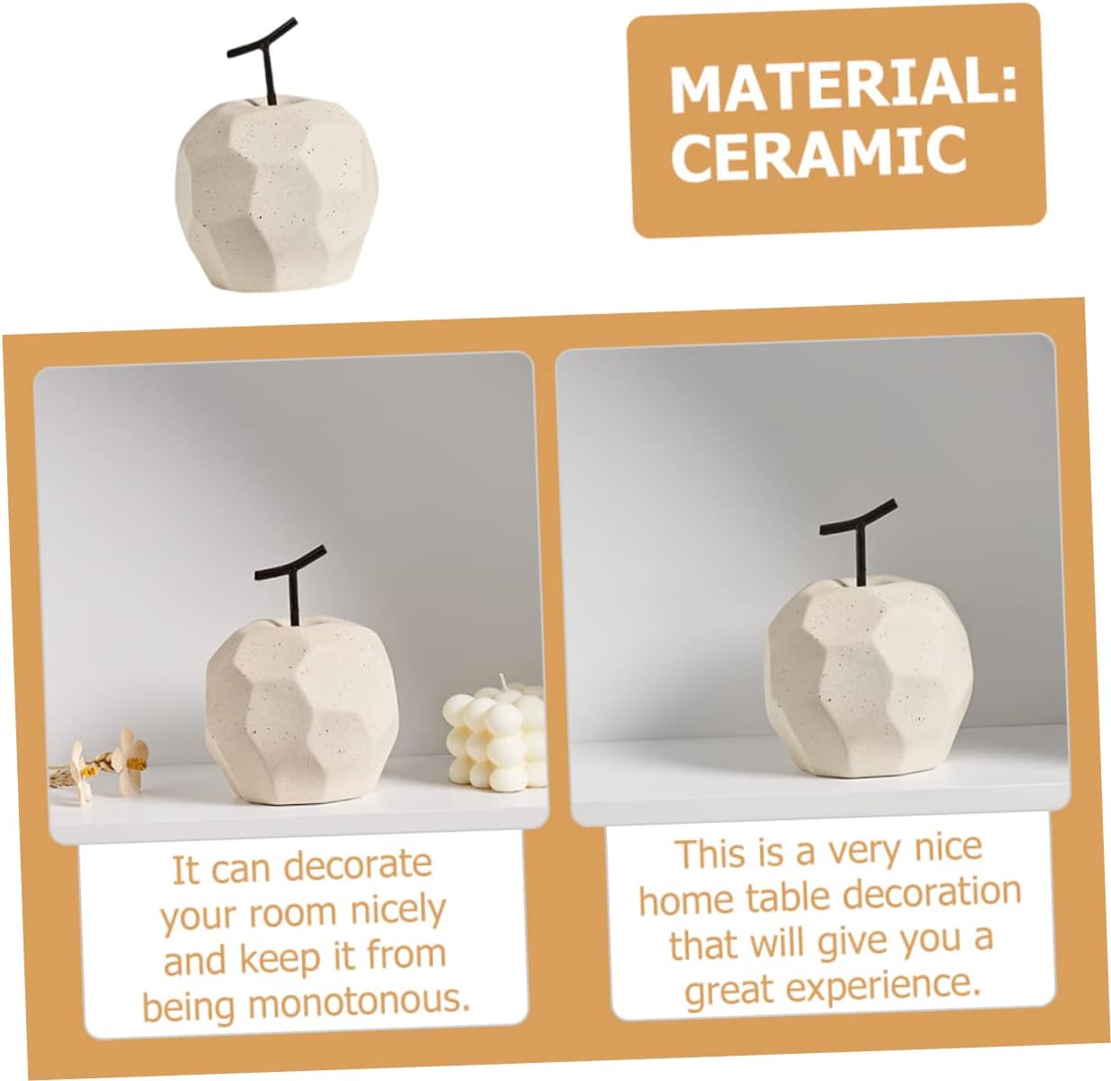 Unomor Ceramic Apple Ornament for Desktop Home Decor