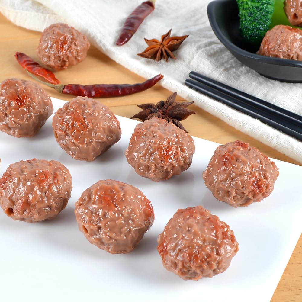 6pcs Artificial Lifelike Meatballs Photography Prop for Kitchen Display