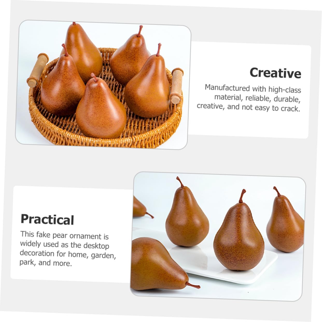 2Pcs Artificial Pear Decor for Home Kitchen Office