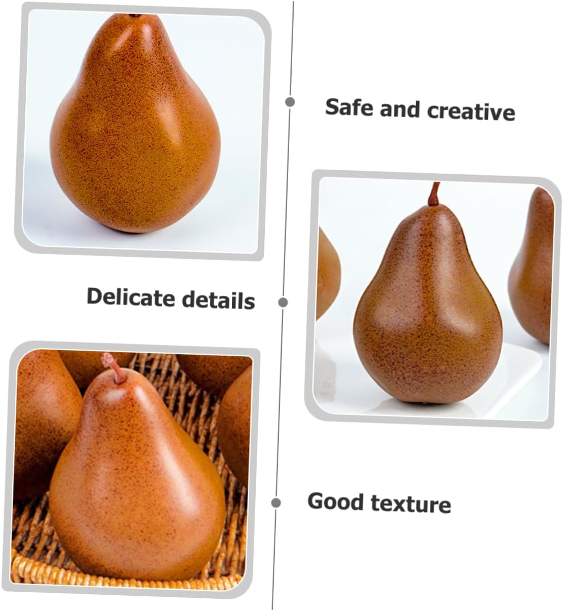 6pcs Faux Pears Decorations Lifelike Artificial Fruit Models for Home Kitchen Office and Restaurant