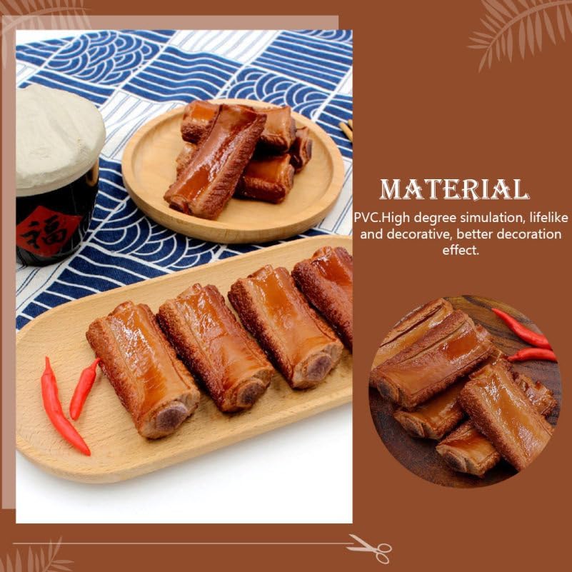 Housoutil 4PCS Simulated Braised Pork Chops Food Model